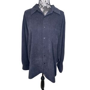 Bruno Black Sueded Microfiber Button Up Shirt Vintage Soft Relaxed Business